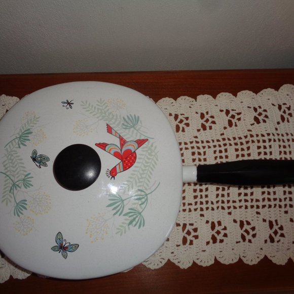 MCM Berggren or Georges Briard Enamel Square Frying Pan 8" and Lid Skillet - Picture 2 of 8